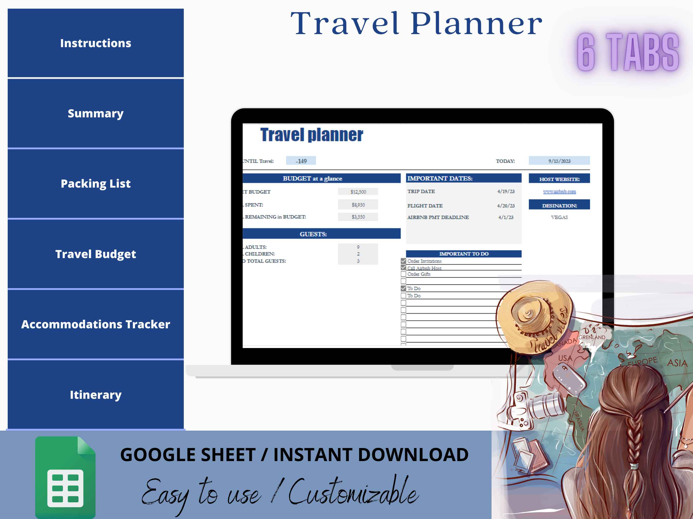 Travel Planner Google Sheeth